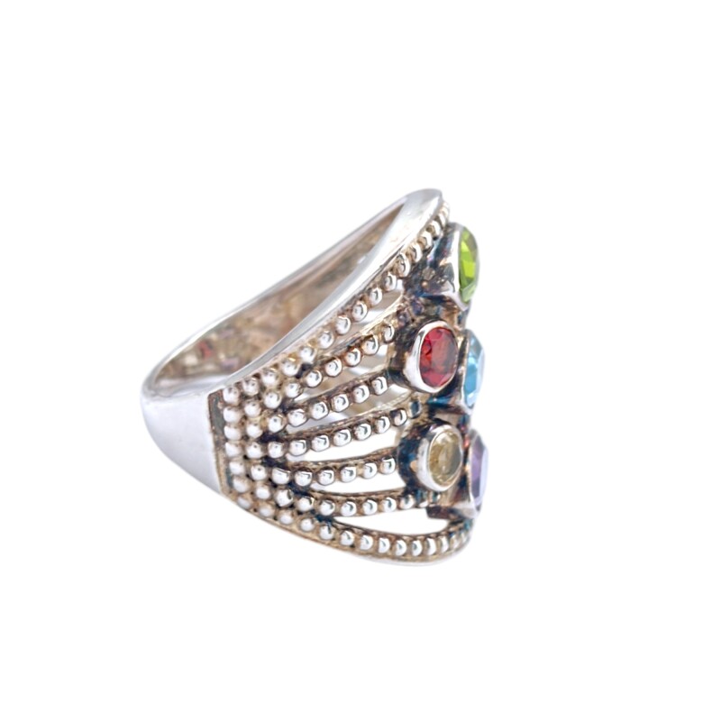 Anillo Chakras-Plata 925-Piedras Varias-AN3246 conpiedra