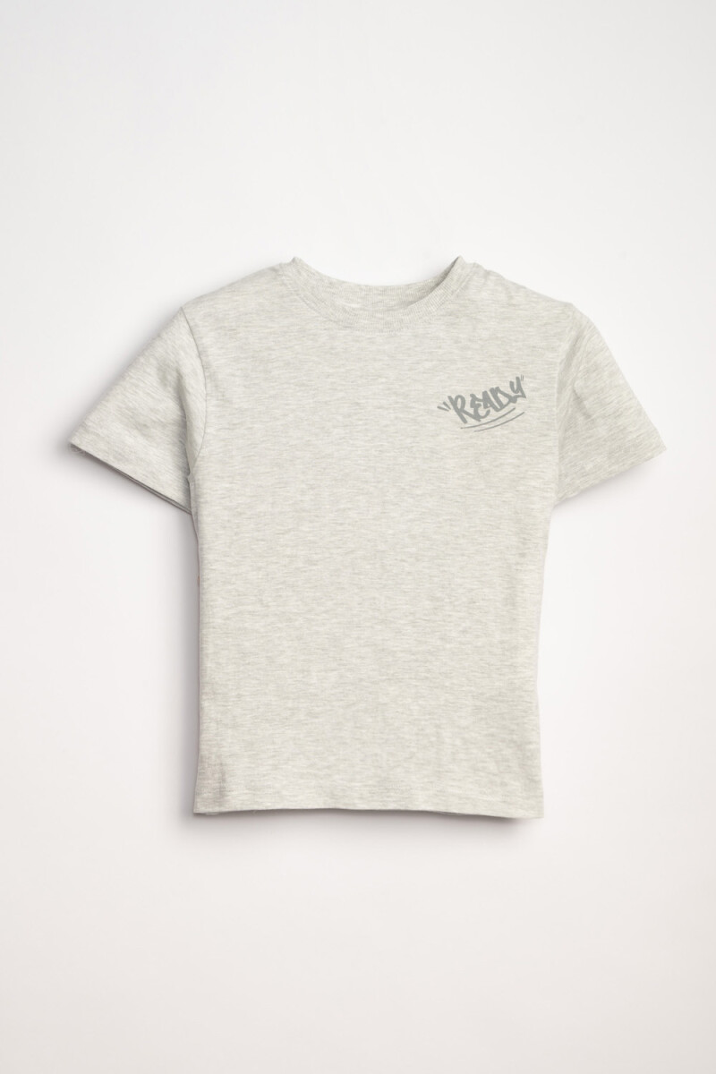 Remera Manga Corta Estampa - Ready gris 