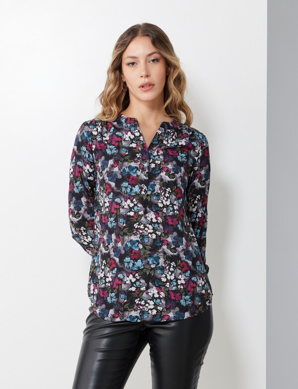 Blusa Botones Printed NEGRO/MULTI