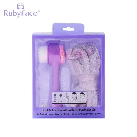Kit limpieza facial 2pzs Vincha para Pelo y Cepillo Facial Violeta