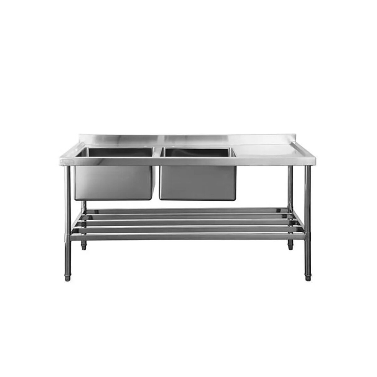 Mesada de Lavado de 2 Piletas Lateral Izquierdo de Acero Inoxidable 50 x 40 x 30 cm 