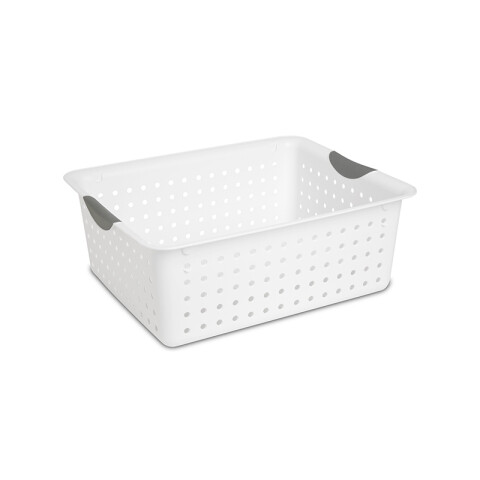 Cesta plástica blanca mediana c/asas 34x27x13cm TV0220