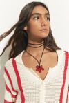 Collar cordón dije flor acrílico rojo