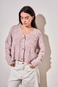 Cardigan Texturado Rosa Viejo