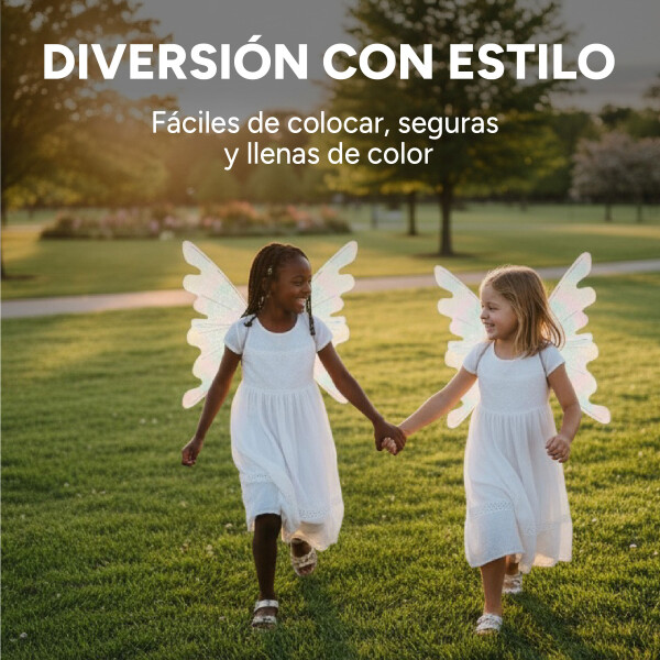 Set Alas Hada Mariposa Luminosas Led Correas Ajustables Niña Color Celeste