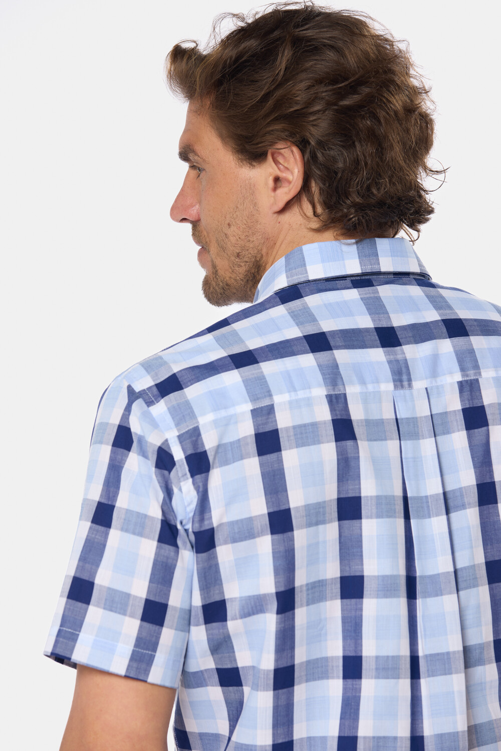 CAMISA A CUADROS Celeste