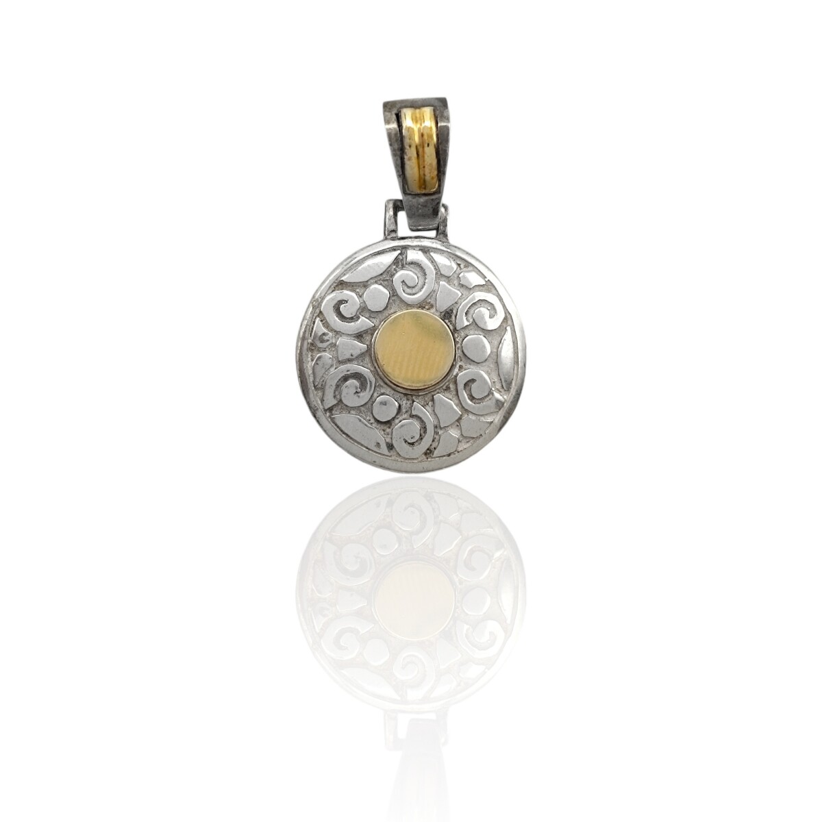 Dije colgante Flor- Plata 925 y Oro- Sin piedra-CP5444 - sinpiedra 