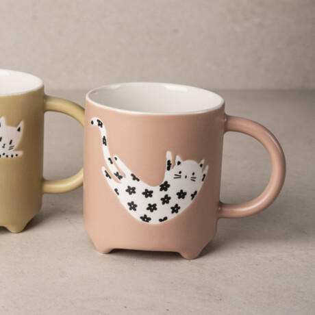 Taza Cerámica Animalitos Ilustrados – 390ml Rosado