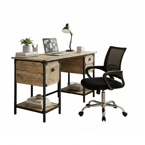 Combo Escritorio + Silla de Oficina - Steel River 3 Cajones Combo Escritorio + Silla de Oficina - Steel River 3 Cajones