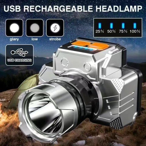 Linterna minero recrgable USB 3 intensidades Unica