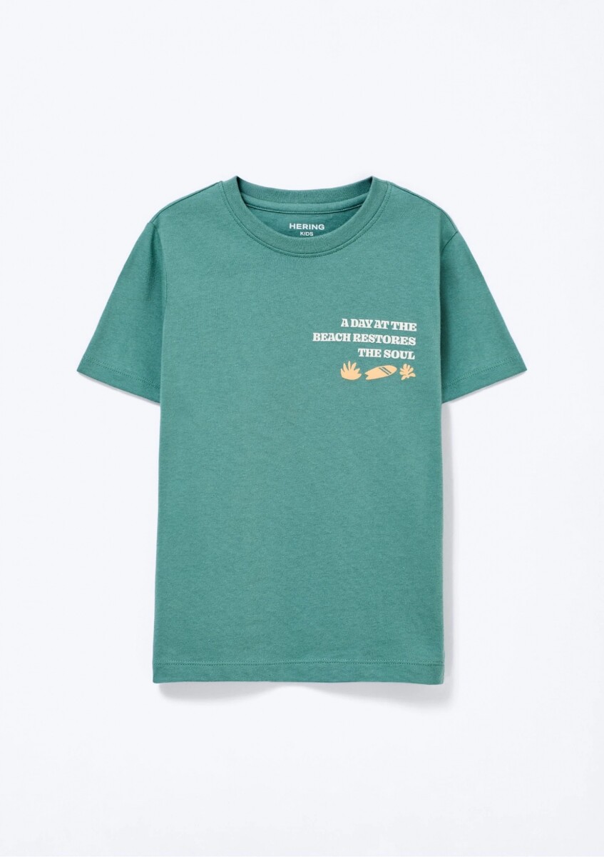CAMISETA BÁSICA CON ESTAMPA - VERDE 