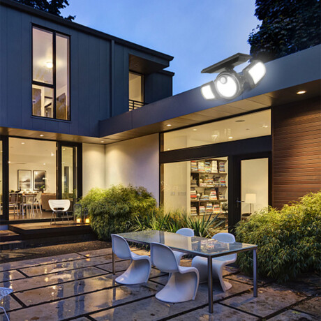 Foco Solar de Exterior 3 Paneles Led Ajustables c/Sensor Mov Negro