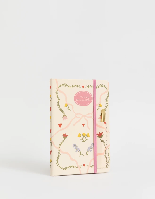 Librería Sets Flores Set De Cuaderno A5 Y Lápicera - Combinacion Multicolor