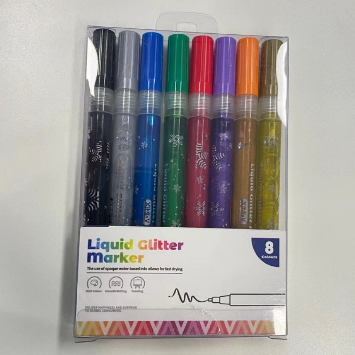 Set De Marcadores Con Purpurina Líquida - 8 Colores - Unica 