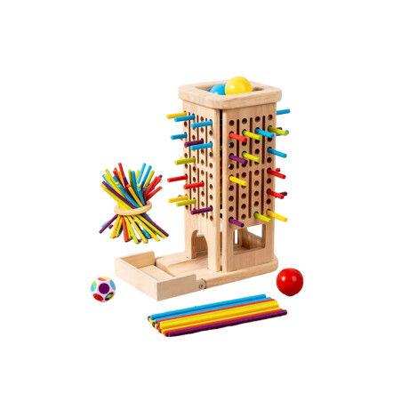 Juego de mesa infantil de madera con palitos y bolas de colores Sc
