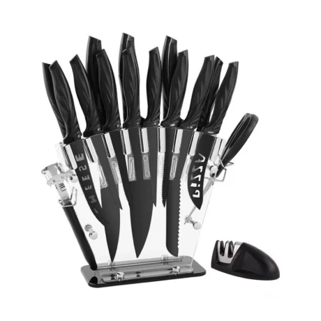 Set De Cuchillos CUORI 17 Piezas Spiga Con Afilador Y Soporte - Negro Set De Cuchillos CUORI 17 Piezas Spiga Con Afilador Y Soporte - Negro