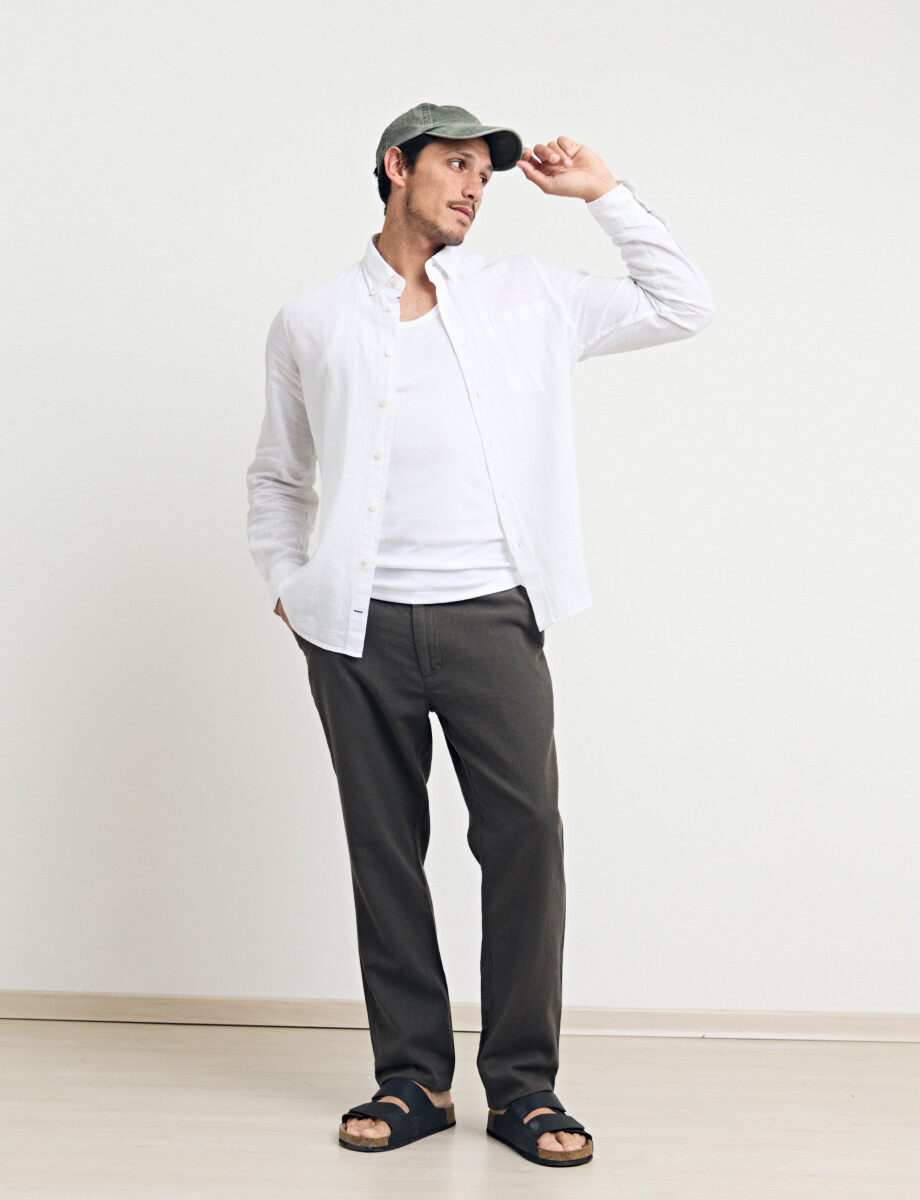 011665 CAMISA DE LINO HARRINGTON LABEL Blanco