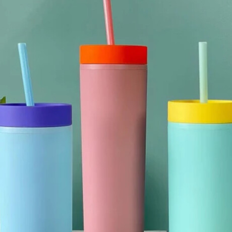 Vaso con sorbito bicolor Celeste