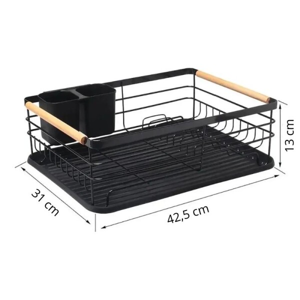 ESCURREPLATO 41 X 30 X 14 NEGRO CON DETALLE EN MADERA ESCURREPLATO 41 X 30 X 14 NEGRO CON DETALLE EN MADERA