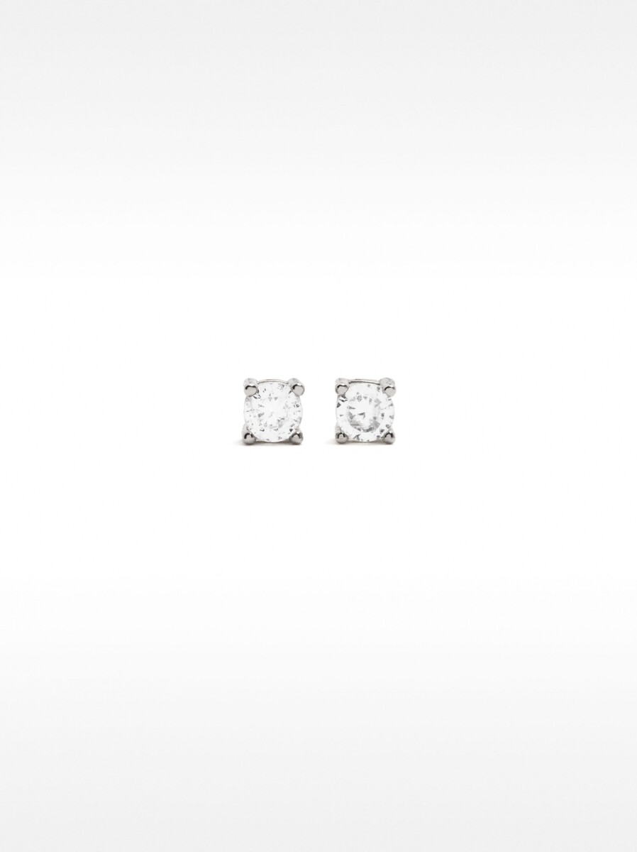 Pendientes Cortos De Plata 925 Con Circonitas - plateado 
