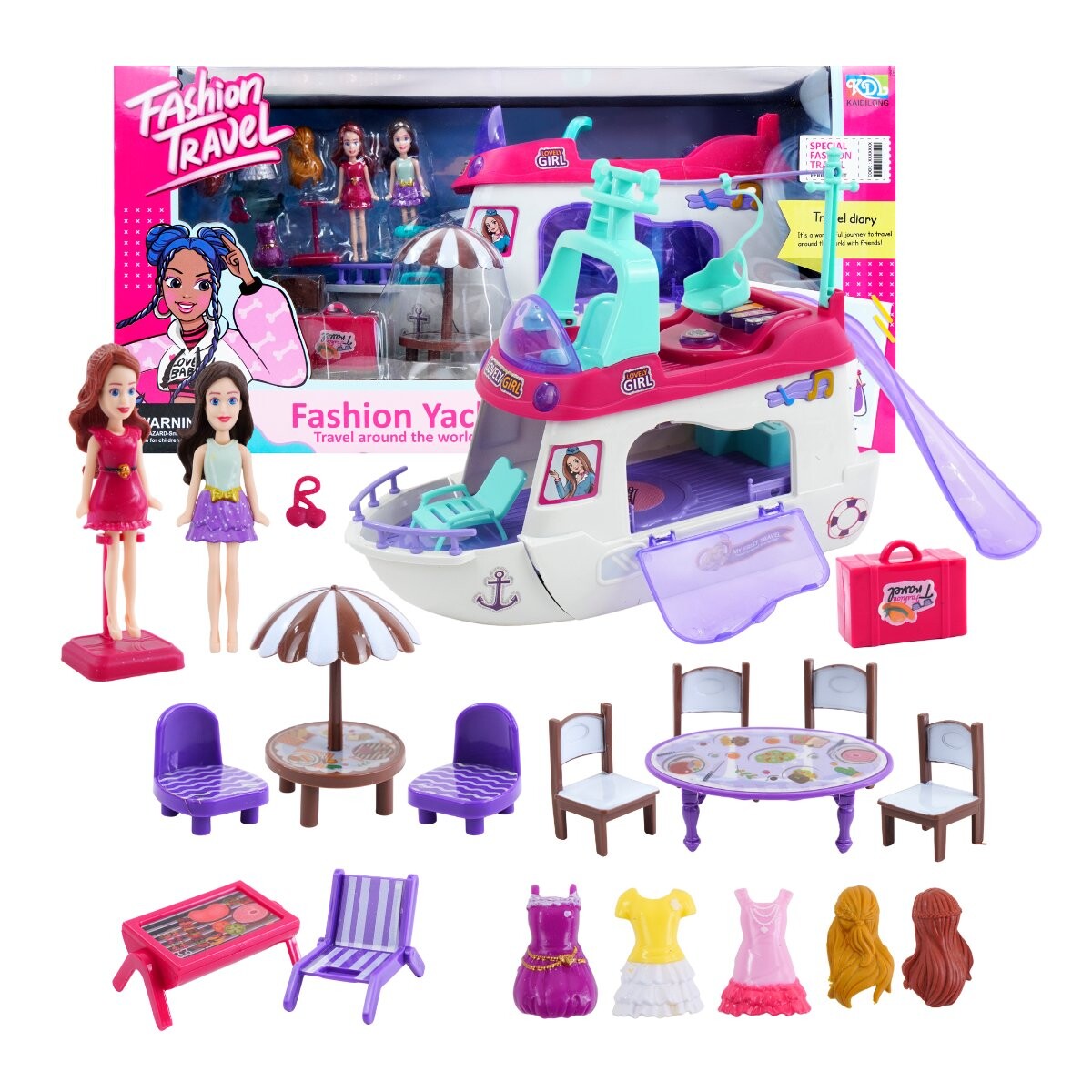 Set de muñecas con accesorios Fashion Travel Barco 