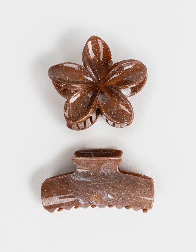 Broches Sets Hawaianas Set De Broches Con Glitter - Marron Chocolate