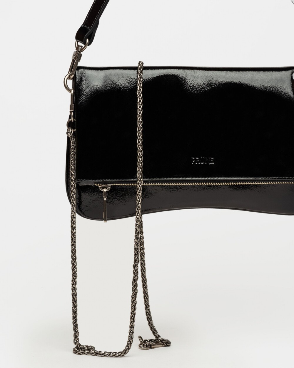 Bandolera Curve en charol Negro