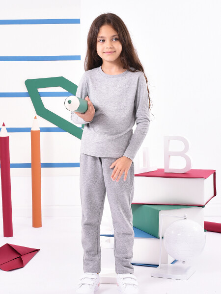 REMERA BASICA MANGA LARGA GRIS MELANGE M