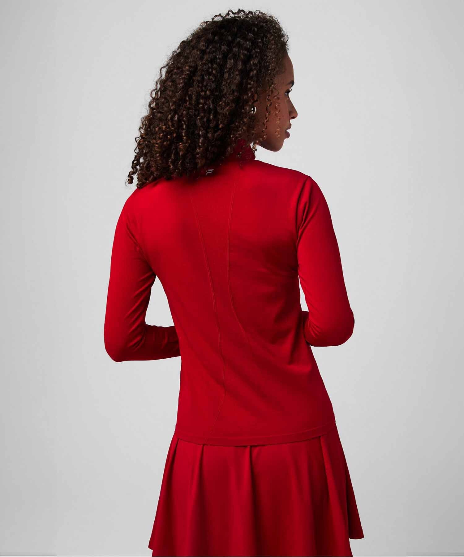 Polo Manga Larga Feather Tech+ Half-Zip Top Mujer Holly Berry