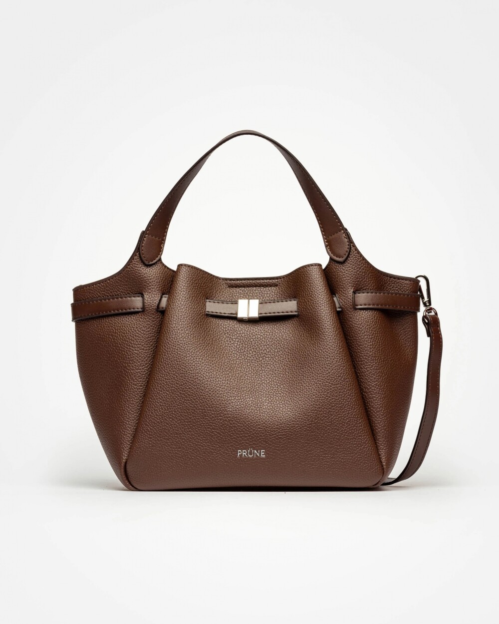 Cartera de mano Marble en efecto cuero graneado Marron