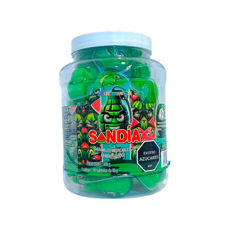 CARAMELO CAPSULAS MASTICABLE. C/LIQUIDO 30PCS, POTE 540 GRS Sandia Granada