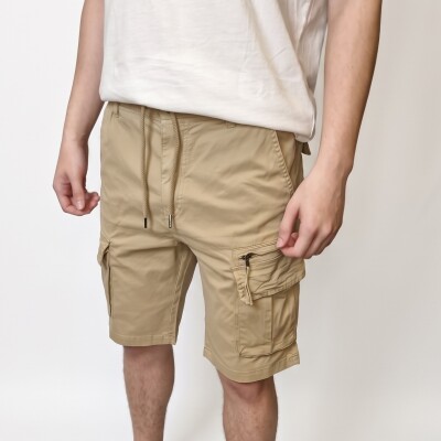 Bermuda Zip Cargo Beige