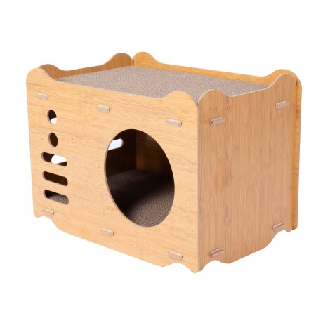 CAMA CASITA II MADERA NATURAL-BEIGE CON RASCADOR