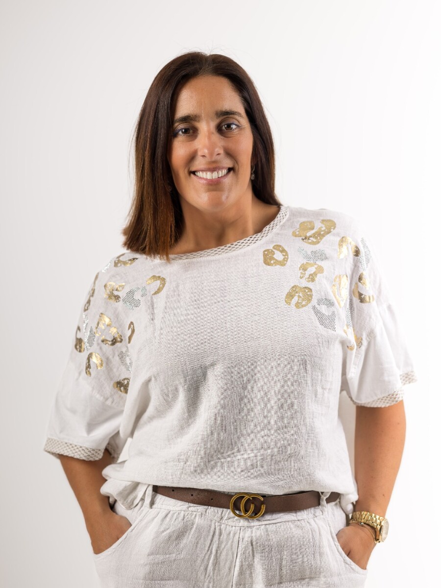 Blusa 100% lino con print dorado Made in italy Blusa 100% lino con print dorado Made in italy