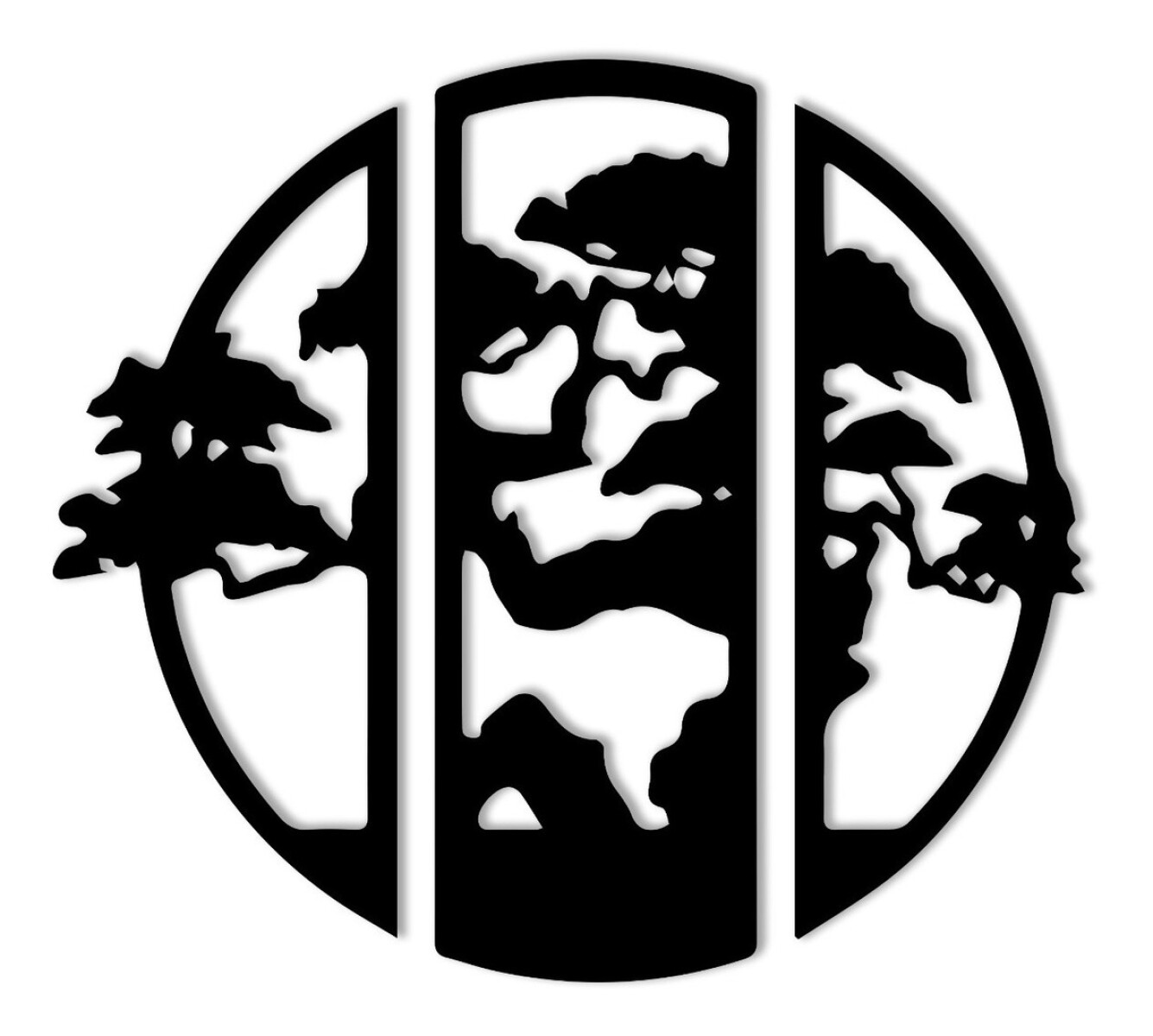 Cuadro Madera Calada Tríptico Bonsai 53 X 53 Cm - Negro 