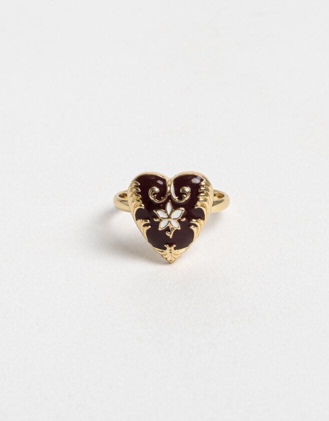 Anillos Medianos y Grandes Esmaltado Anillo Esmaltado Corazón - Dorado