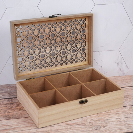 Caja de té de madera con 6 divisiones Caja de té de madera con 6 divisiones