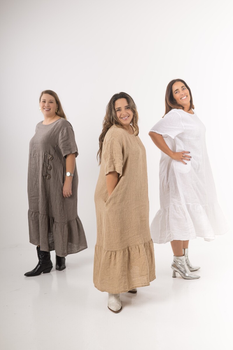 Vestido 100% lino Made in Italy - Visón 