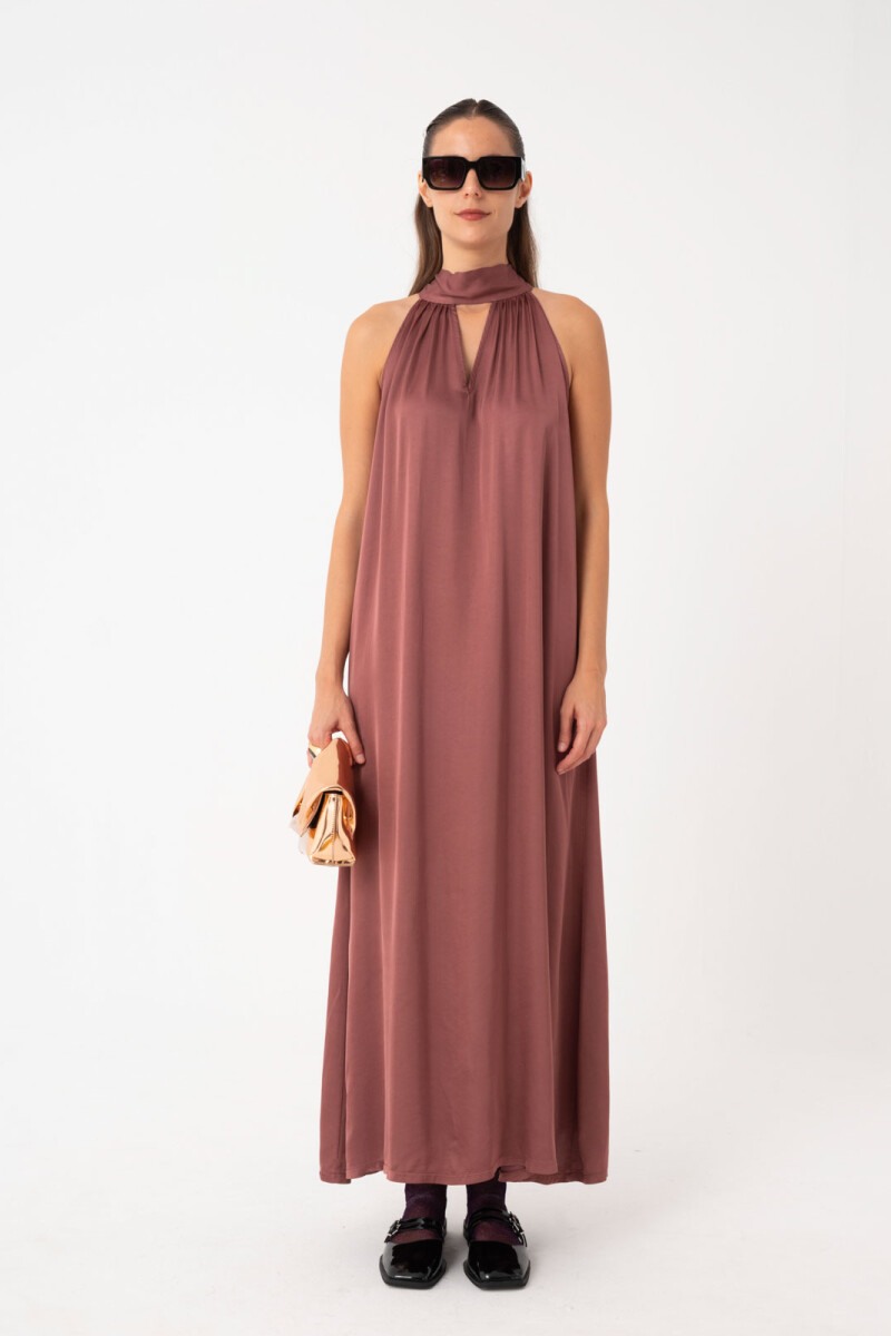 VESTIDO LARGO CUELLO HALTER Violeta