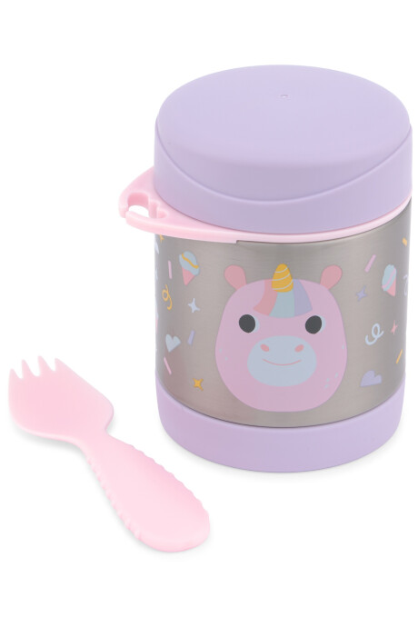 Tupper de acero inoxidable con cubierto, diseño unicornio Sin color