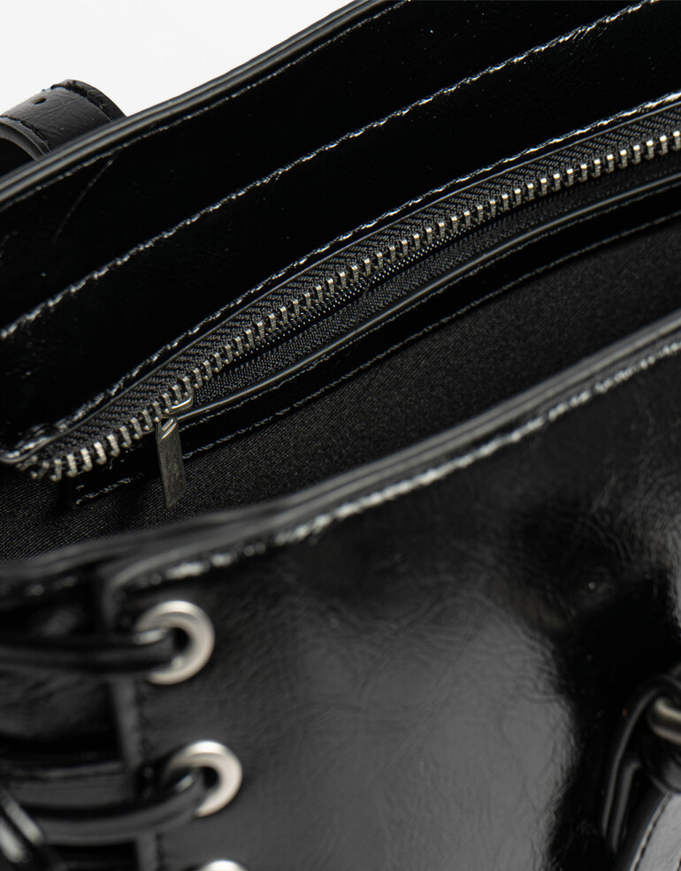 City Cartera Formato City Con Entramado - Negro