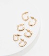 Aros Argollas Set Metal Con Detalle De Strass Dorado