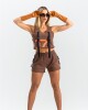 Conjunto De Top Y Short Marron Lbm U