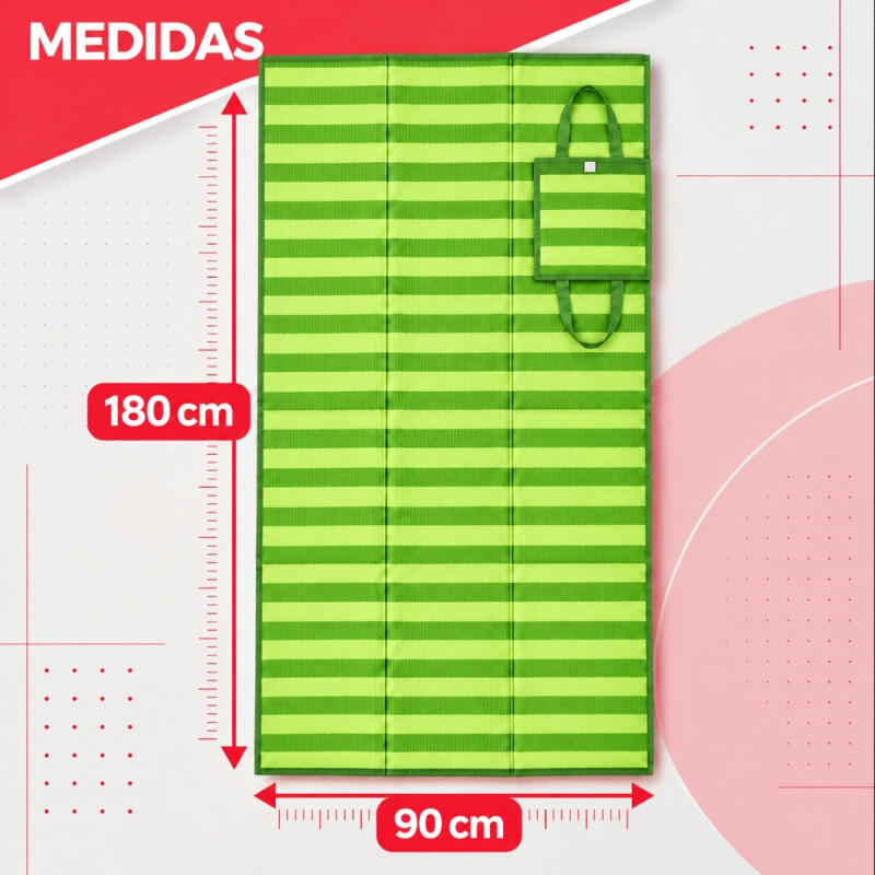 Estera individual doblable 1,80 x 0,9 m VERDE CLARO