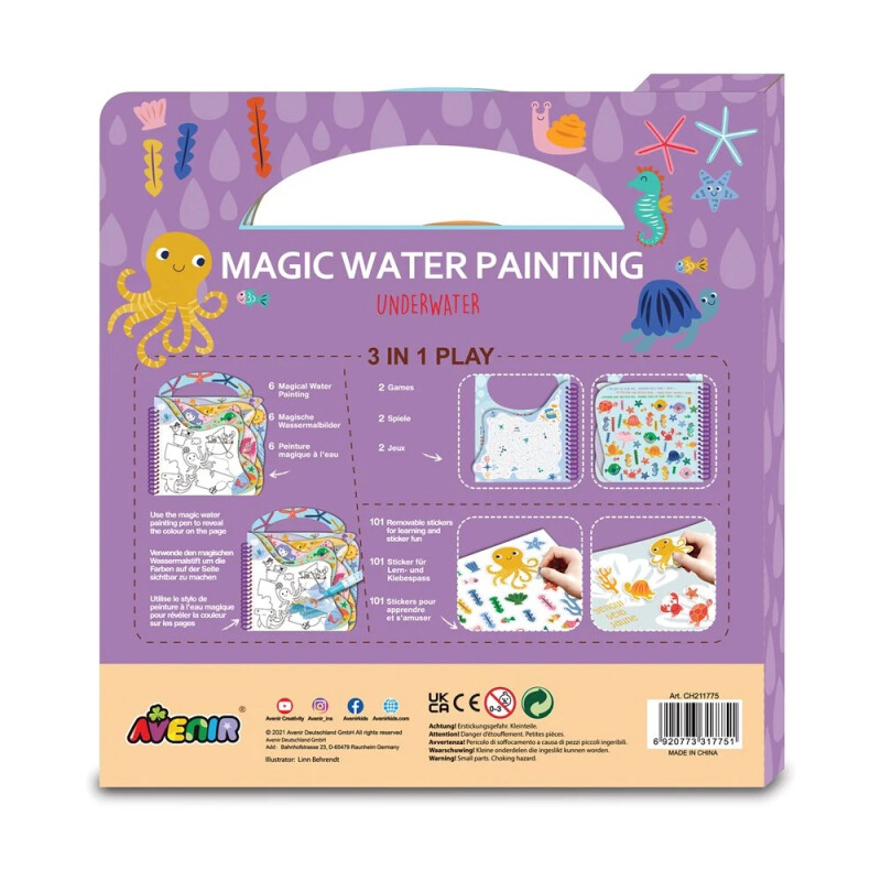 LIBRO MÁGICO PARA PINTAR CON AGUA 3 EN 1, BAJO EL MAR – AVENIR LIBRO MÁGICO PARA PINTAR CON AGUA 3 EN 1, BAJO EL MAR – AVENIR