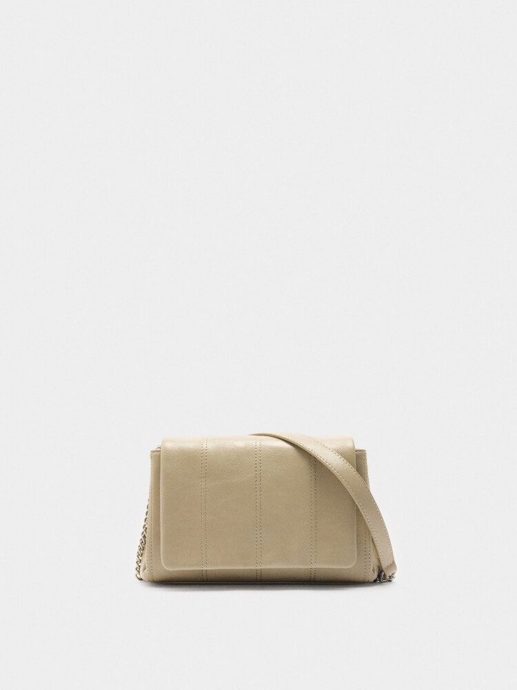Bolso De Hombro Acolchado Con Solapa taupe