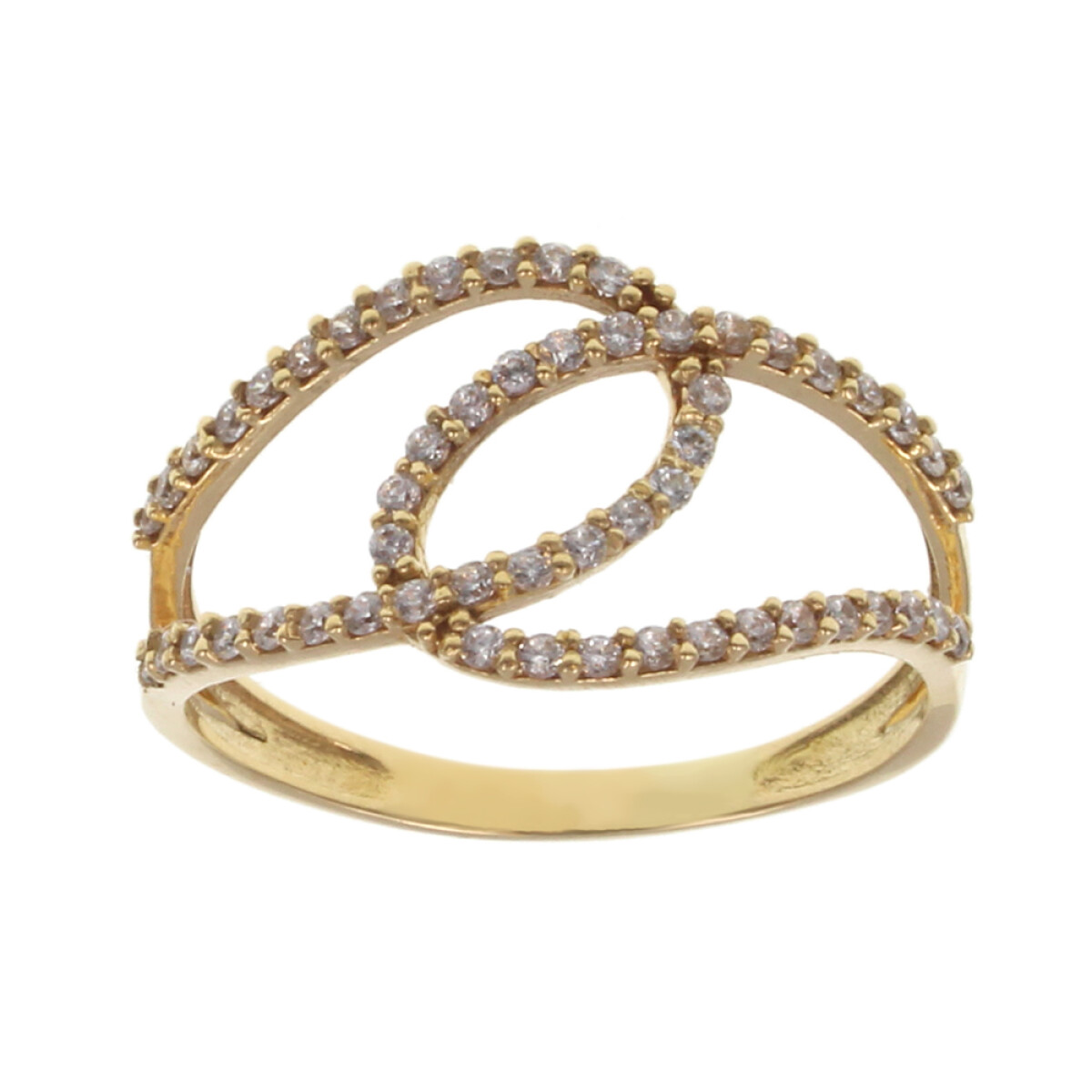 Anillo de oro amarillo 18k con circonias N8209 
