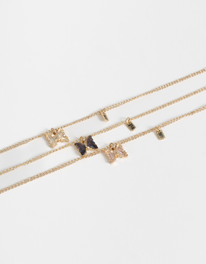 Collares para compartir Con Mariposas Set De Collares Para Compartir Bff - Dorado
