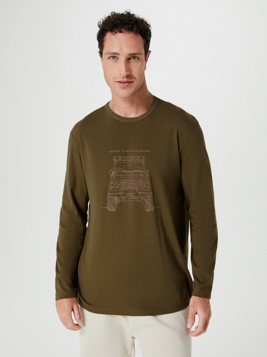 CAMISETA MANGA LARGA ESTAMPADA - VERDE 