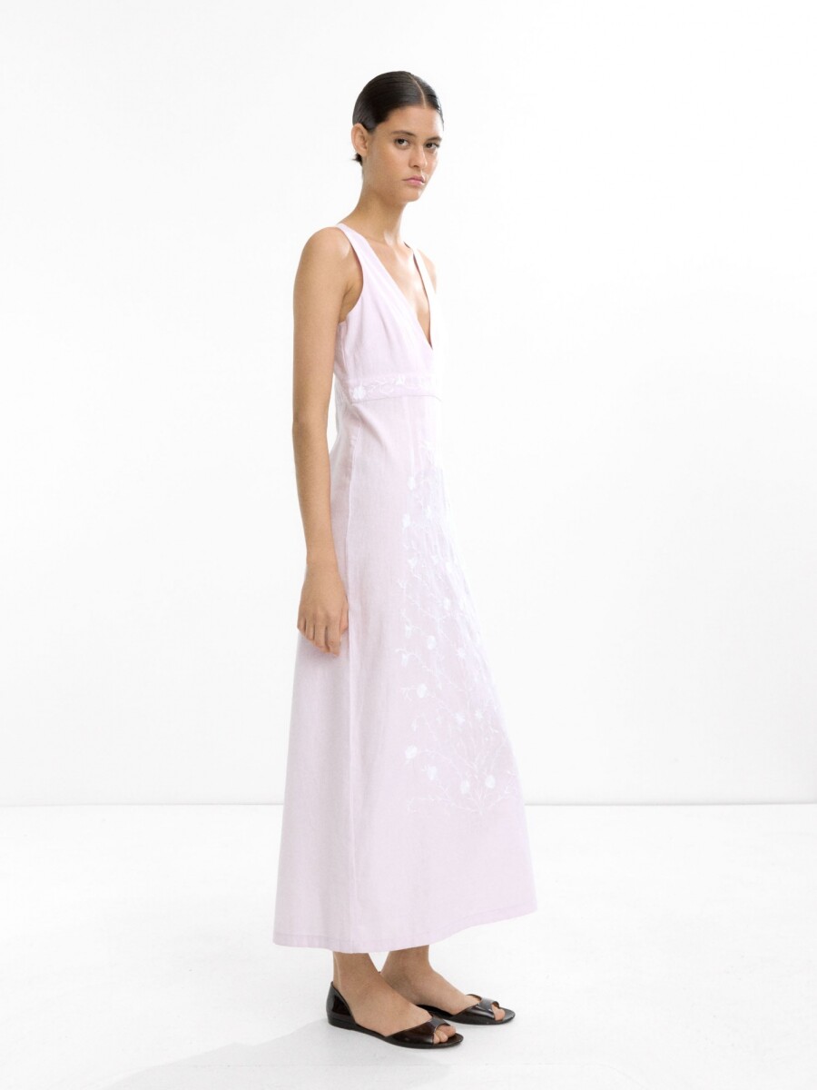 Vestido De Algodón Con Bordados violeta